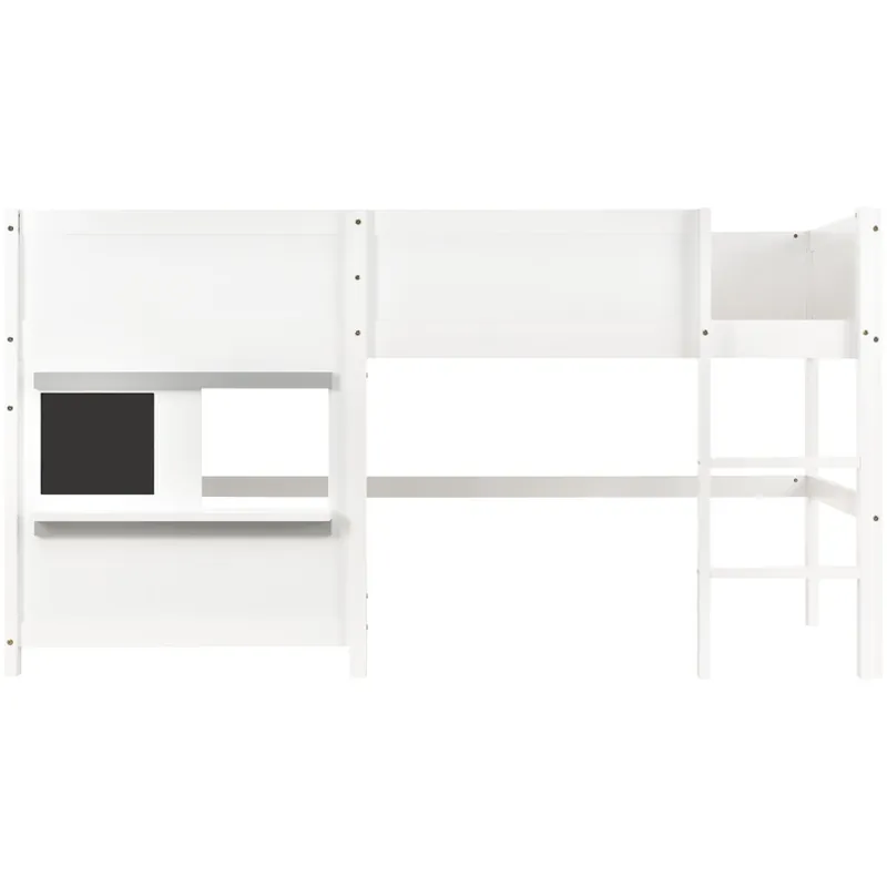 Cama alta 90x200cm - con 2 paneles graffiti - Blanco
