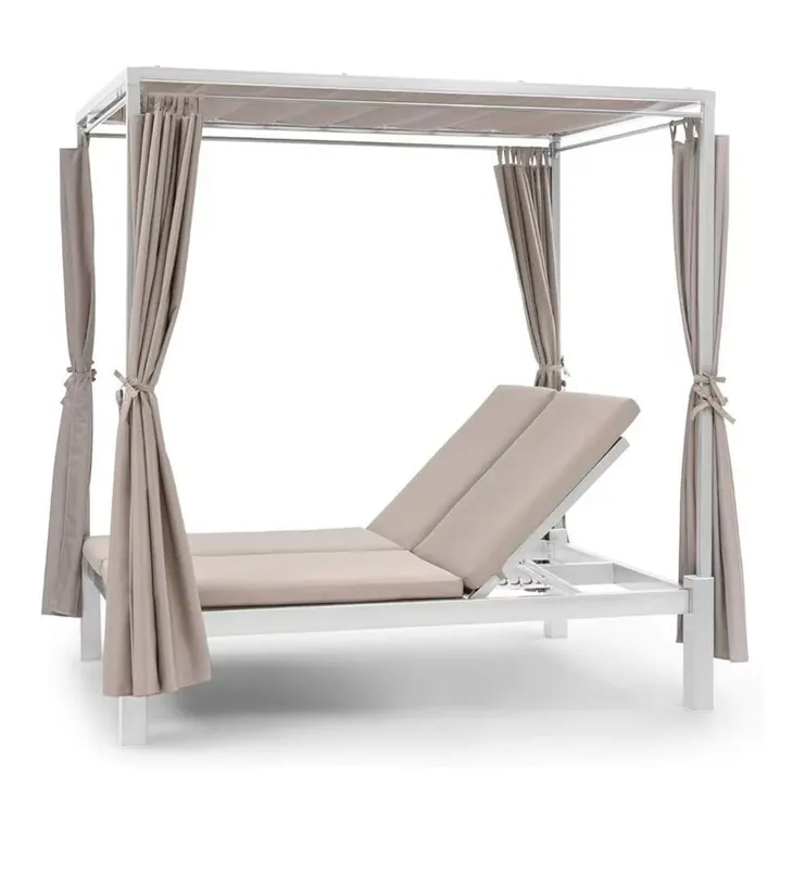 Cama balinesa MOROCCO reclinable de color blanco - Jardín
