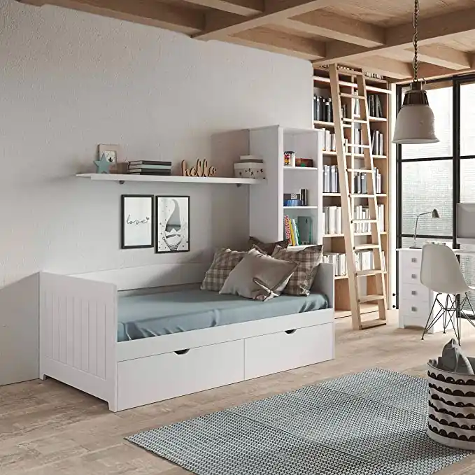 Venprodin | Cama Nido con Cajones Lacada en Blanco - Descanso