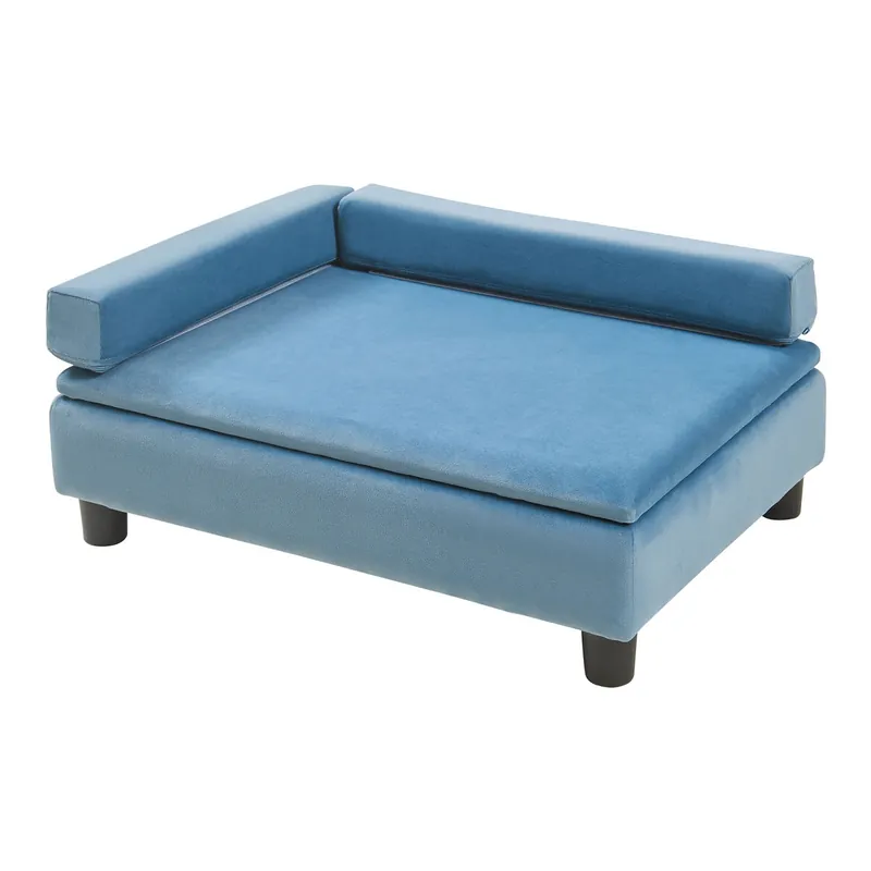 Cama para mascotas Salkonssad con almacenaje oculta 60x45x24cm - Azul [en.casa]