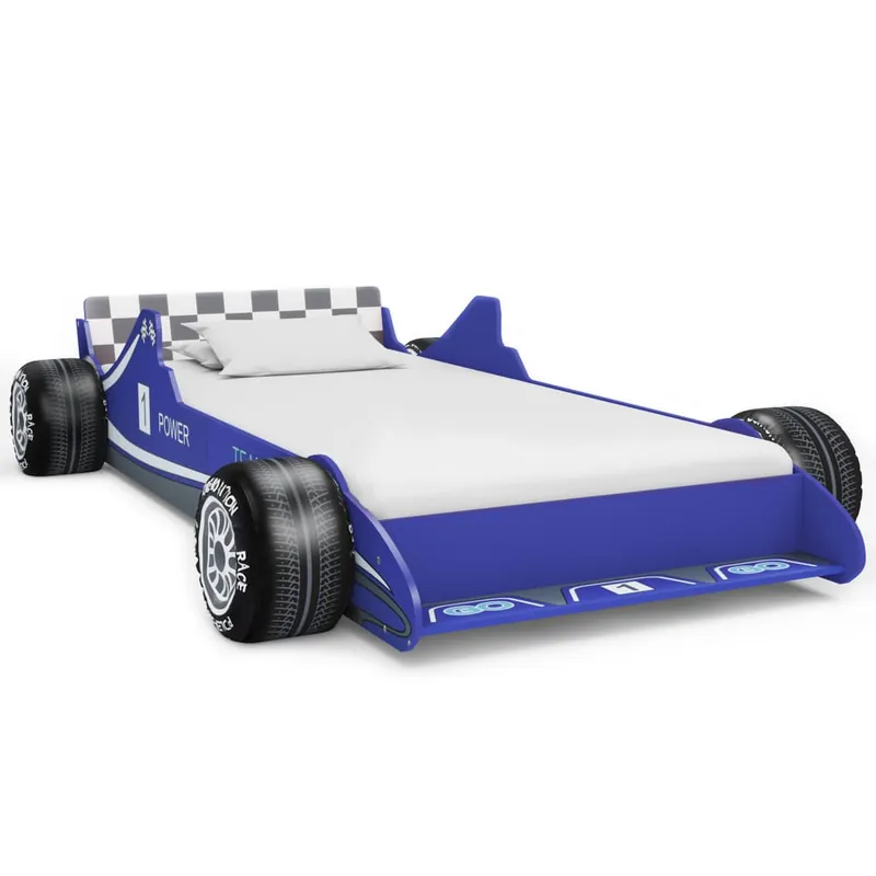 vidaXL Cama con forma de coche de carreras para niños 90x200 cm azul - Descanso