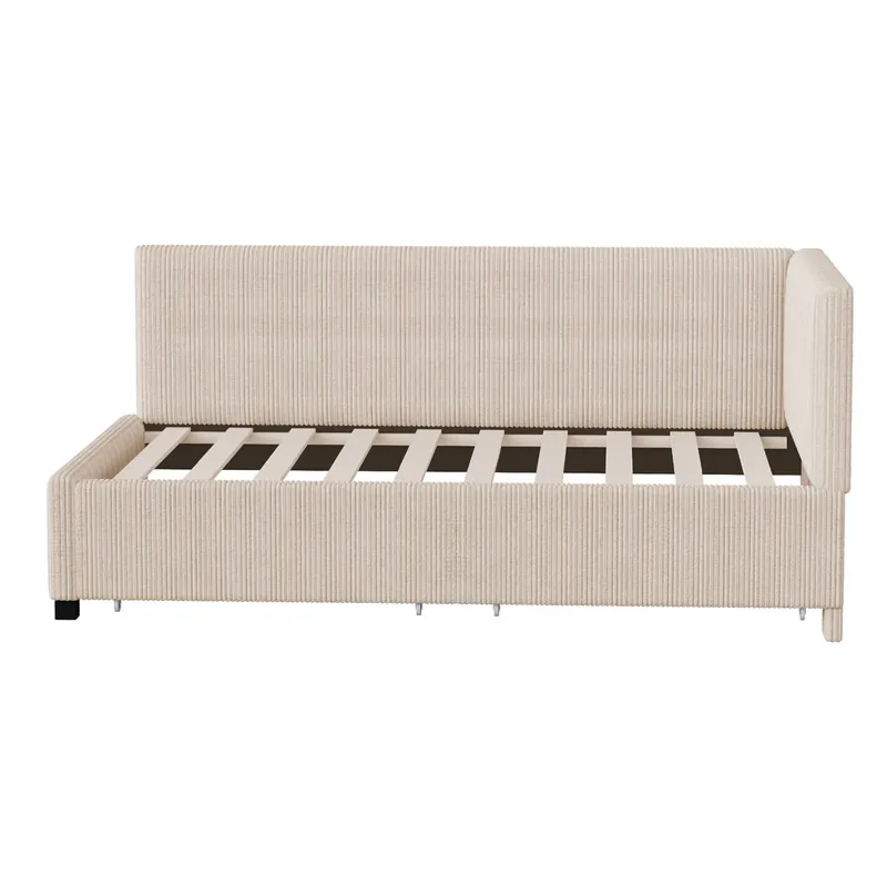 Sofá cama 90x200 - Multifuncional con 2 cajones de almacenamiento y somier - Beige