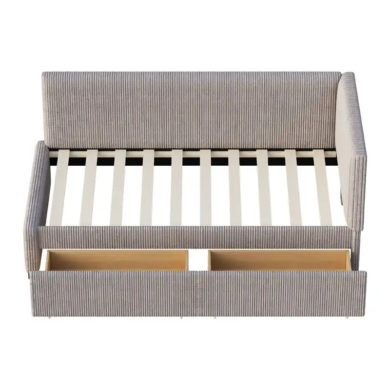 Sofá cama 90x200 - Multifuncional con 2 cajones de almacenamiento y somier - Beige
