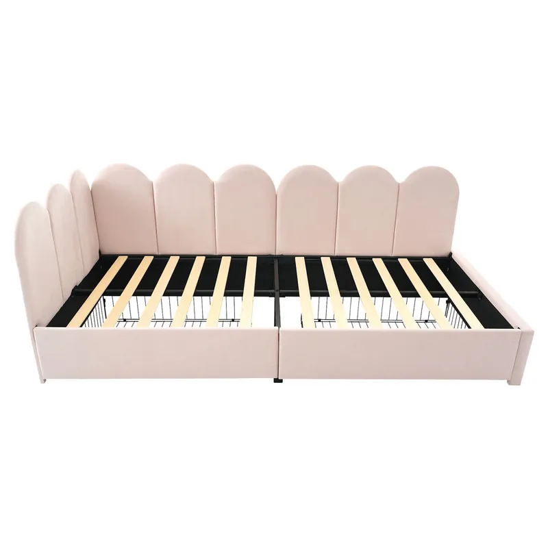 Sofá cama con 2 cajones - tejido de terciopelo - 90x200 cm - con somier - Rosa