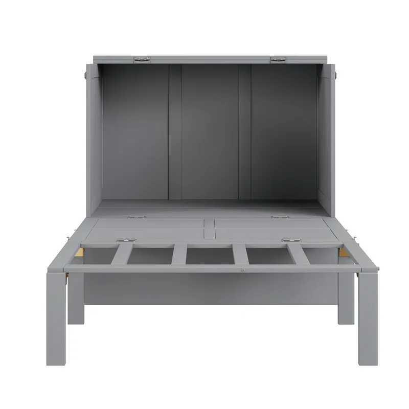 Cama abatible 90x200 cm - Cama de pared con somier, cama vertical, para jóvenes - Gris