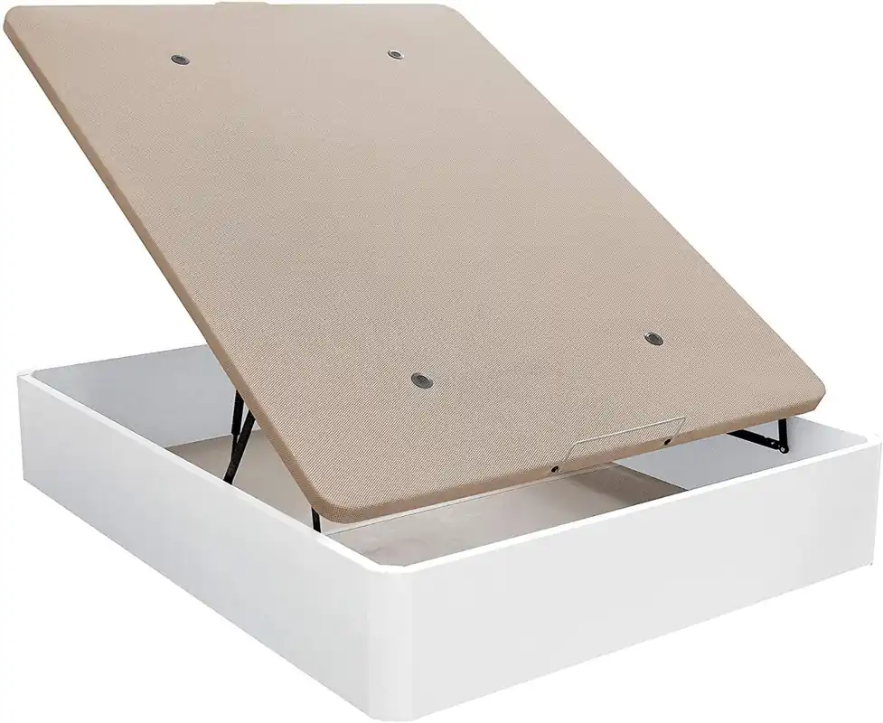Venprodin | Canapé Abatible de Gran Capacidad Color Blanco (Medidas 150x190cm), Tapa tapizada en 3D Transpirable con aireadores en la Tapa del canapé, - Descanso