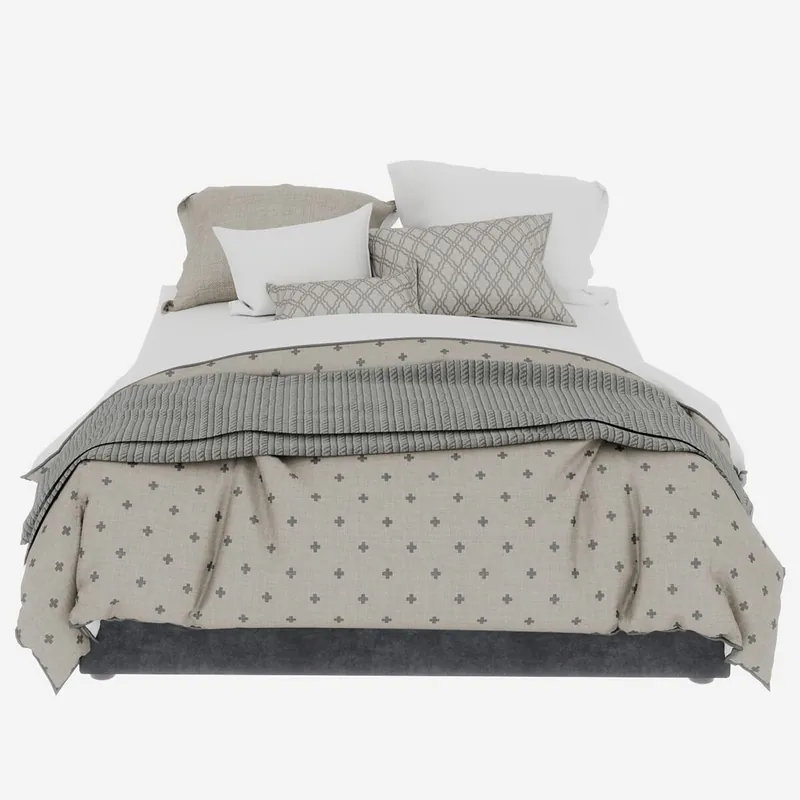 Cama 140x200 cm - estructura con elevación a gas en terciopelo - gris