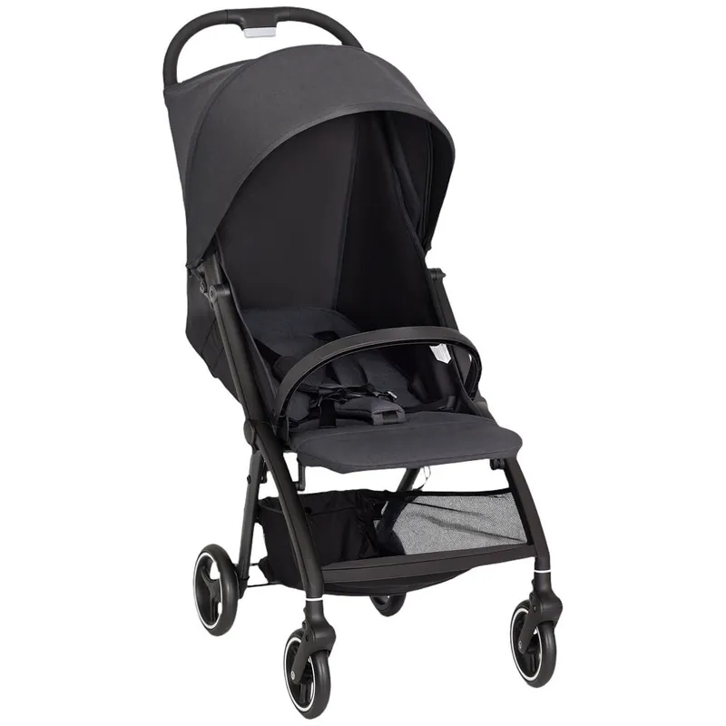 AIYAPLAY Silla de Paseo Ligera, Carrito para Bebé Plegable, Respaldo Reclinable, Reposapiés Ajustable, Capota, Cesta, Arnés de 5 Puntos, Carga Máxima 15 kg, Gris Oscuro