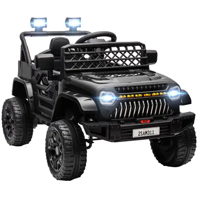 AIYAPLAY Coche Eléctrico para Niños de +3 Años Coche Eléctrico Infantil de Batería 12V con Mando a Distancia Velocidad Ajustable USB Faros Bocina Negro - Electrónica