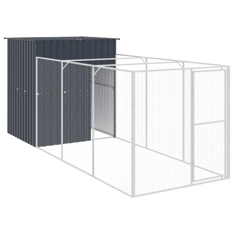 vidaXL Caseta de perros con corral acero galvanizado 165x455x181 cm - Jardín