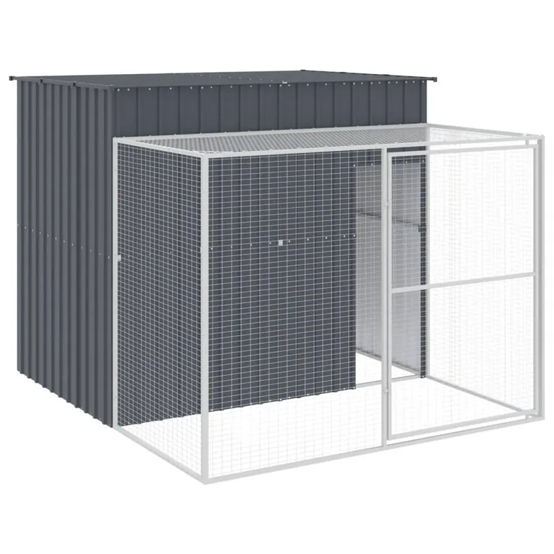 vidaXL Caseta perros con corral acero galvanizado gris 214x253x181 cm - Jardín