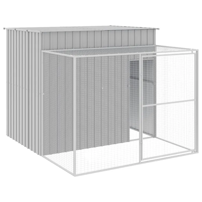 vidaXL Caseta perros corral acero galvanizado gris claro 214x253x181cm - Jardín