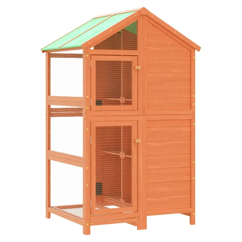 vidaXL Casita para pájaros madera maciza pino marrón 97x81x152 cm - Jardín