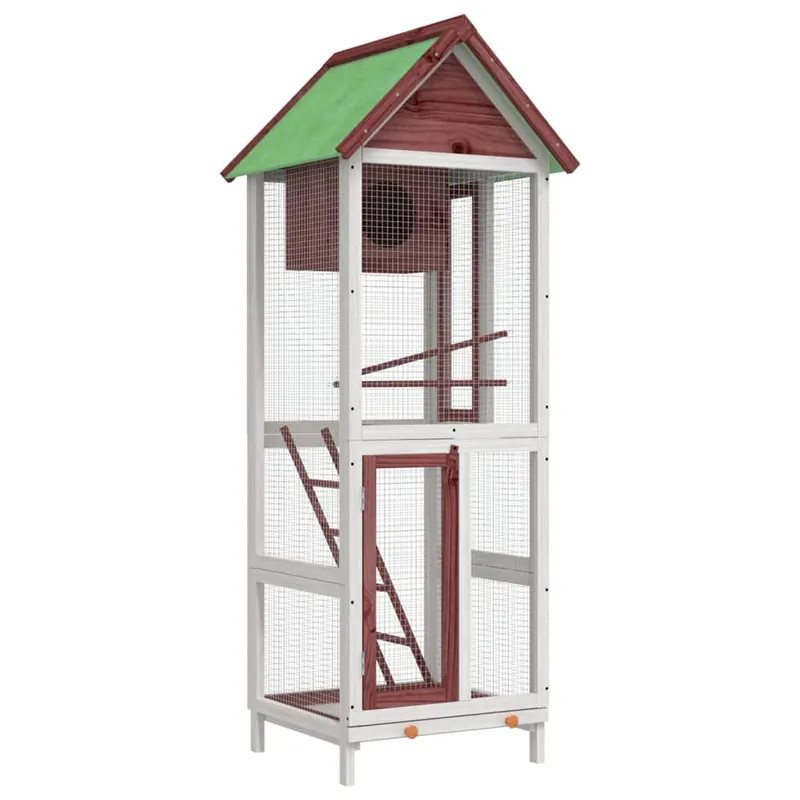 vidaXL Casita para pájaros madera maciza pino color moca 60x58,5x160cm - Jardín