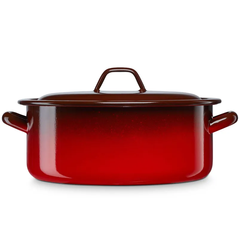 Briebe Ignea Cacerola Inducción 16 cm Cazuela 1,4 L con Tapa, Acero Esmaltado, Apta Fuego Horno, Vintage, , Rojo - Cocina