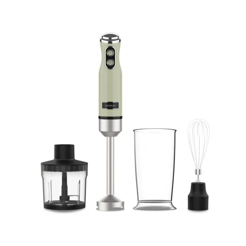 Batidora de mano Cecotec Power RetroGreen 1200MAX Cream&Crush 1200W 4 cuchillas titanio verde - Electrodomésticos
