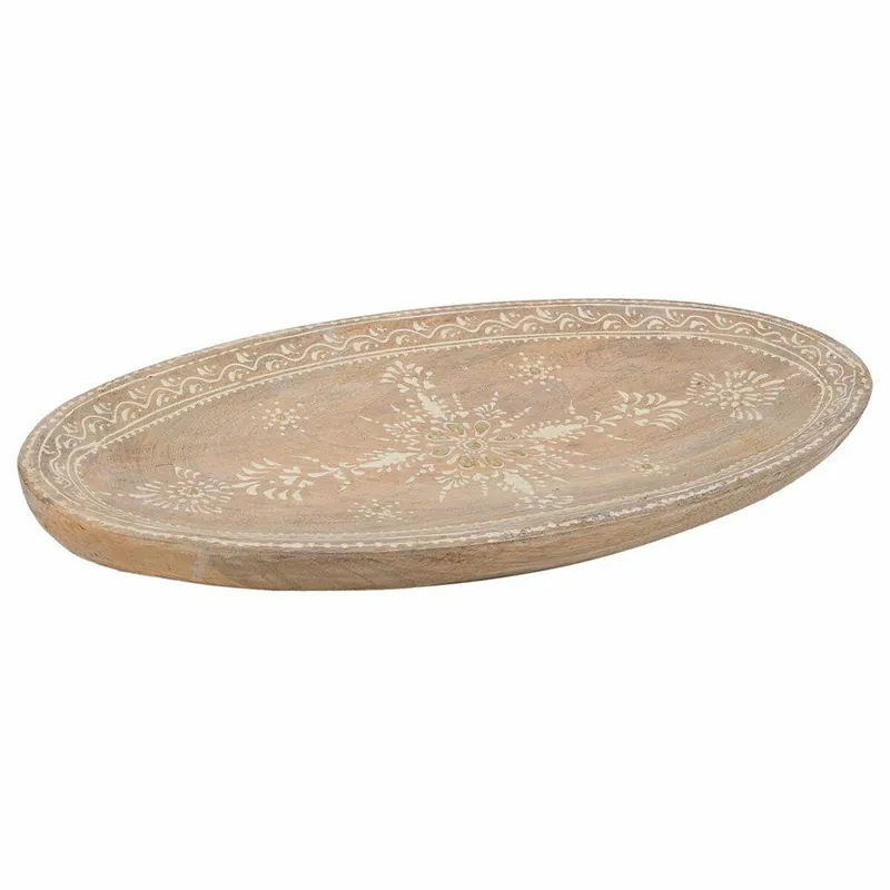 Centro de Mesa Alexandra House Living Blanco Natural Madera de mango 19 x 3 x 38 cm - Decoración