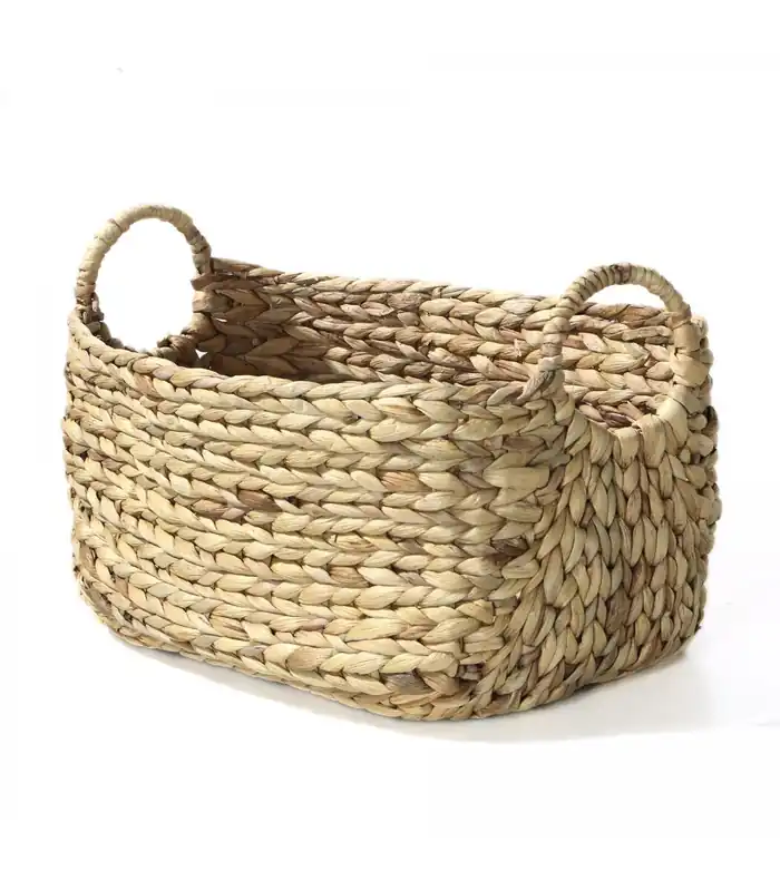 Cesta de jacinto de agua con asas - 46 x 27 x 27 cm