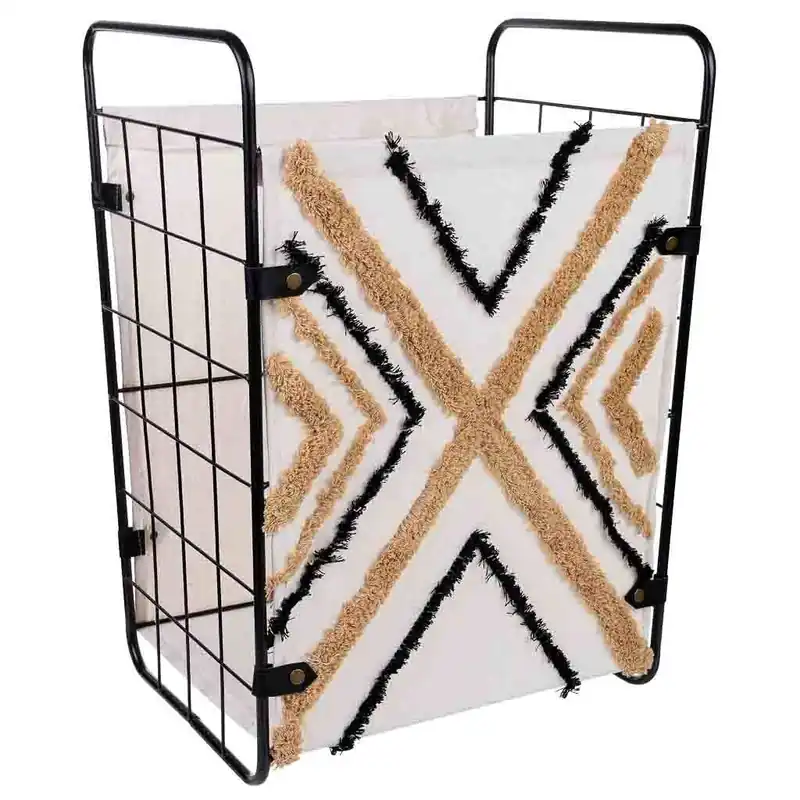 Cesto de la ropa de metal y tela 46x35x55/63h cm - Baño