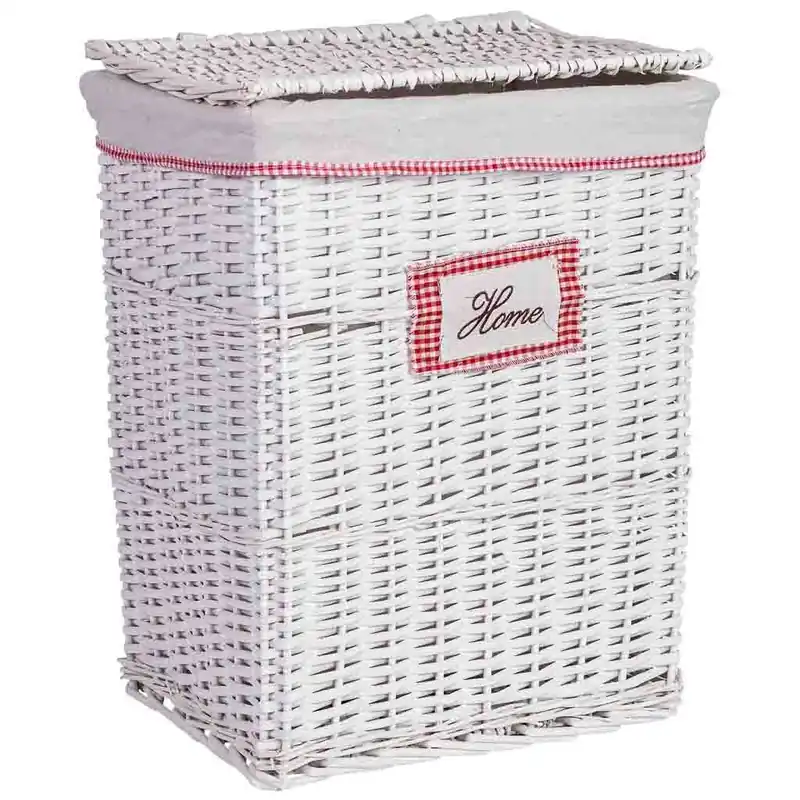 Cesto de ropa de mimbre gris 43x33x55h cm - Baño