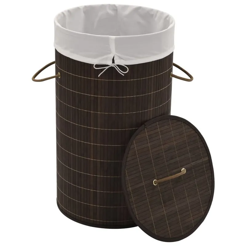 Cesto de ropa sucia Gama plegable con asas marrón oscuro Ø35x60 cm - Baño