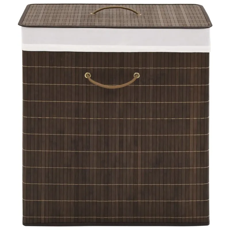 Cesto para ropa sucia con tapa y asas marrón oscuro 60x52x32 cm - Baño