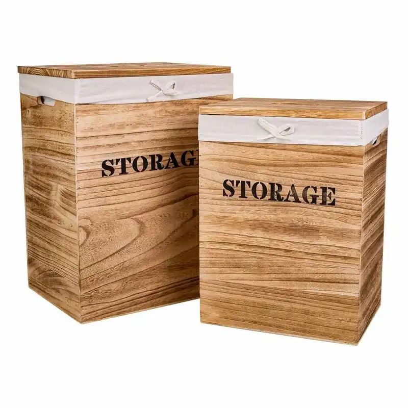 Cestos ropa de madera set 2 pzas 40x30x54-34x26x47