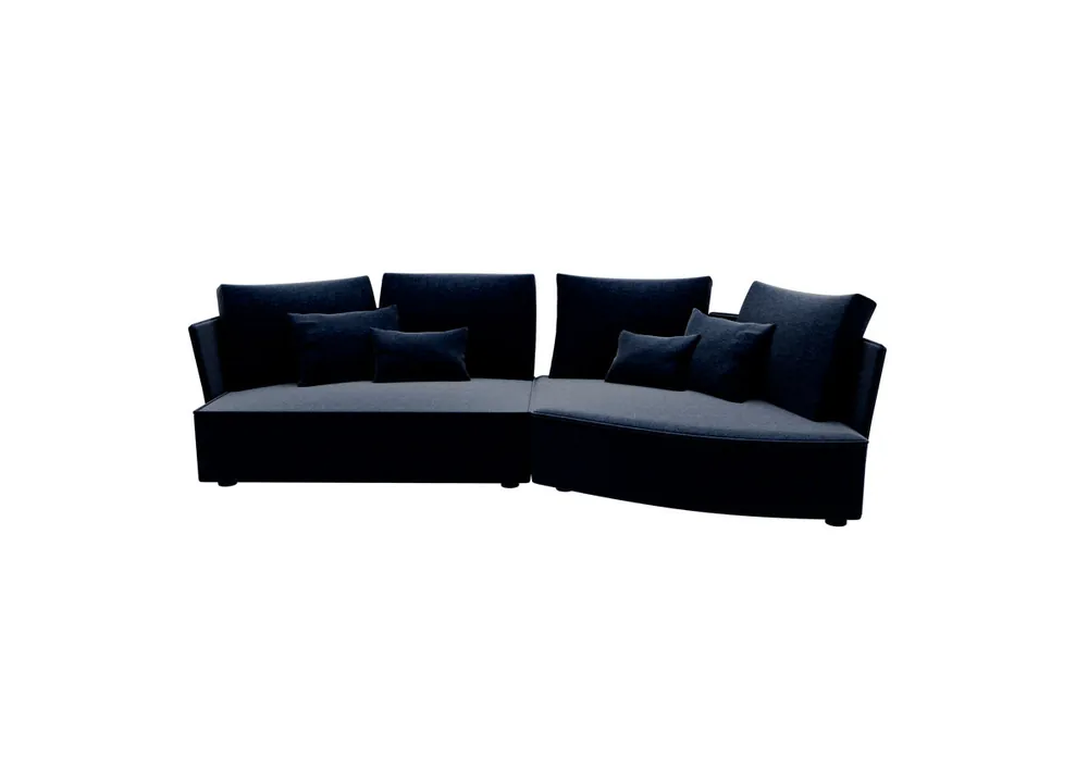 Chaise longue derecha 4 plazas LUGANO tela 2 color azul - Sofás sillones puffs