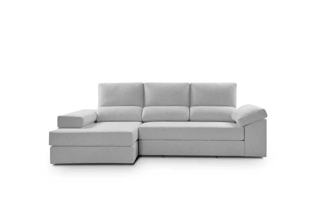 Chaise longue ALISON izquierda 4 plazas gris claro - Sofás sillones puffs