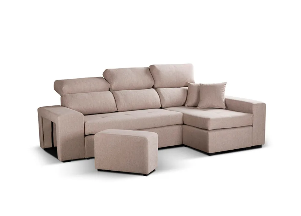 Chaise longue 3 plazas CIRO reversible color beige - Sofás sillones puffs