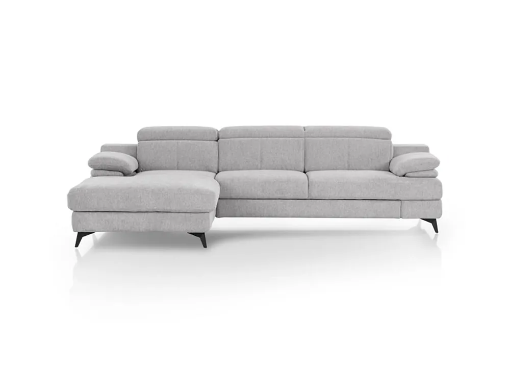 Chaise longue con cama TITUS izquierda 4 plazas gris - Sofás sillones puffs