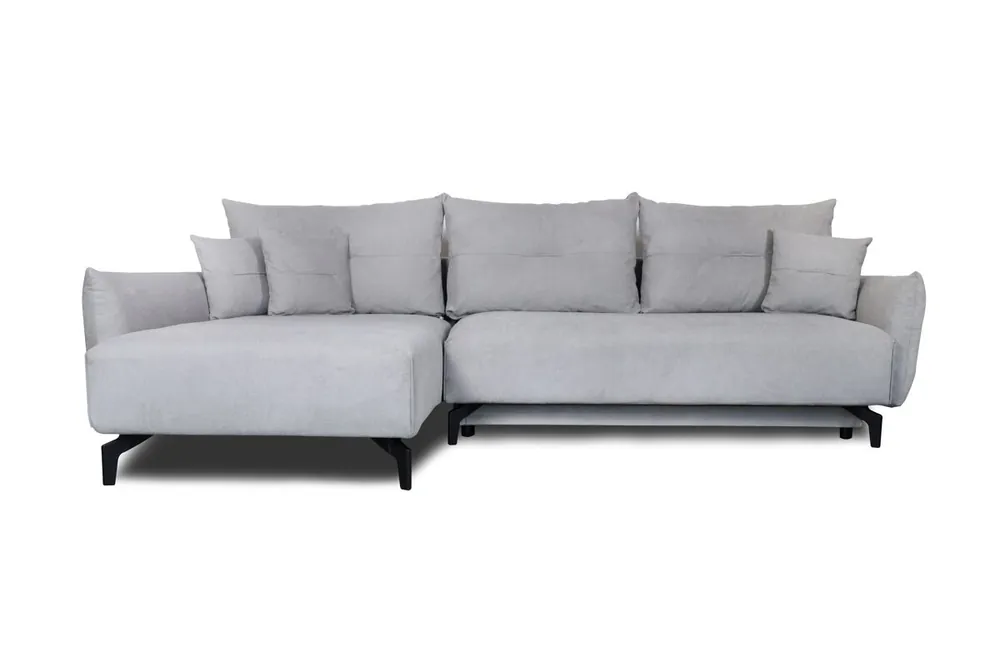 Chaise longue con cama y arcón STOCKHOLM izquierda 4 plazas gris - Sofás sillones puffs