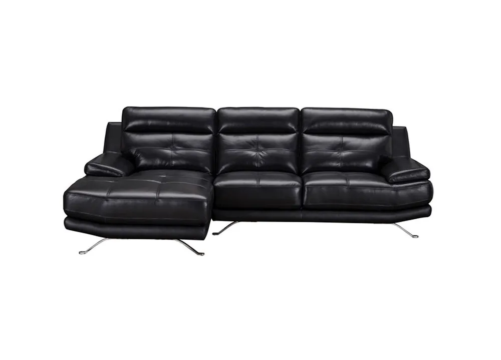 Chaise longue de piel 4 plazas HAWAI lado izquierdo color negro - Sofás sillones puffs