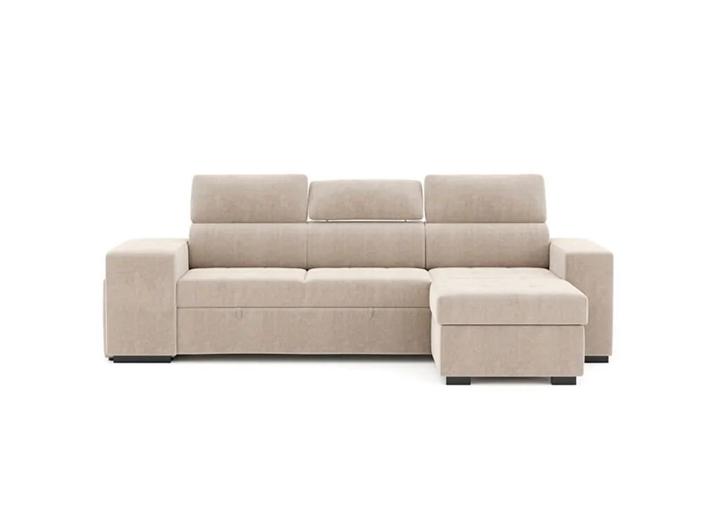 Chaise longue con cama PHOENIX reversible 4 plazas beige - Sofás sillones puffs