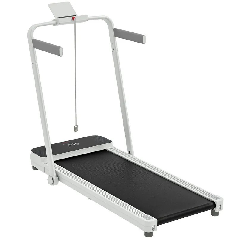 SPORTNOW Cinta de Correr Plegable 10% Inclinación, Andar Caminadora Eléctrica 0-12 KM/H, Debajo del Escritorio 2 en 1 con 2.5HP, Pantalla LED, Control Remoto y Soporte Integrado, para Casa y Oficina