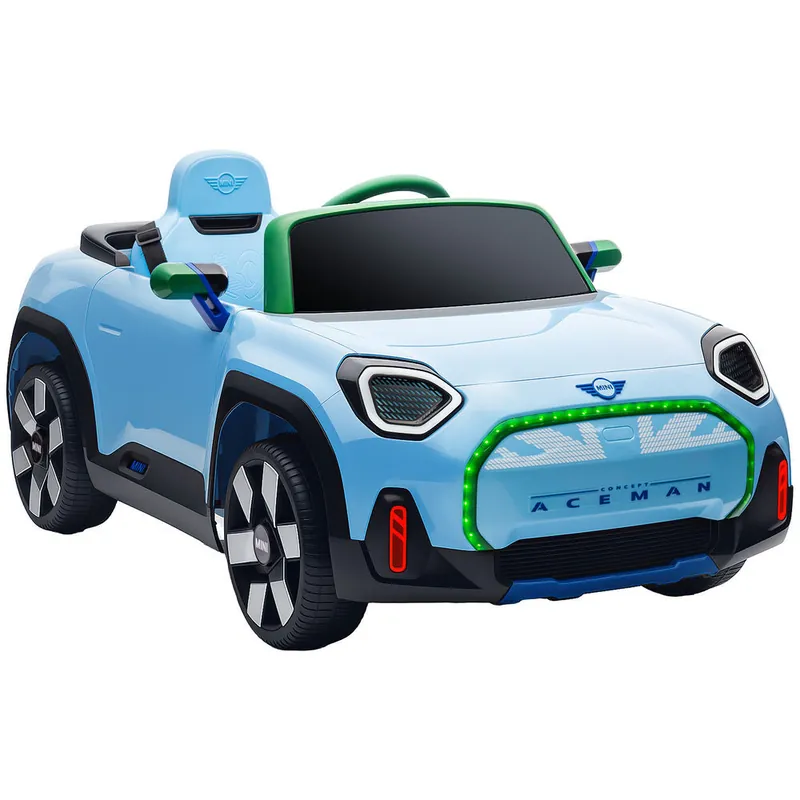 AIYAPLAY Coche Eléctrico para Niños de +3 Años, MINI Concept Aceman, Coche de Batería 12V, con Bluetooth, Mando a Distancia 2,4 G, Motor Doble, Suspensión Trasera, Faros, Música, USB, Azul - Electrónica