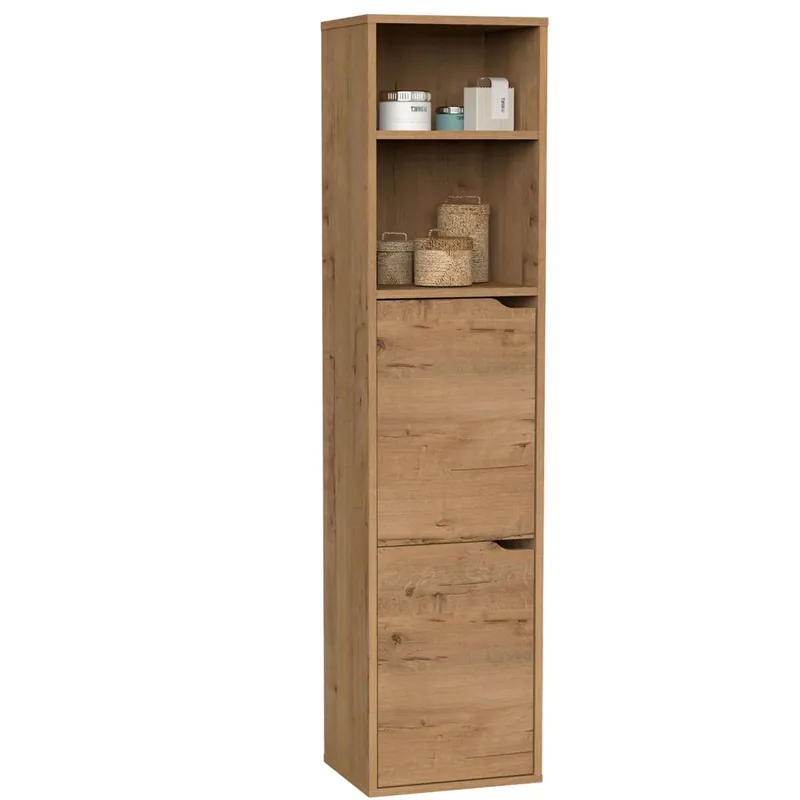 Columna Para Baño Suspendida Nadia Color Roble Gold o Blanco 2 Cajones 2 Armarios 150x37x30 cm