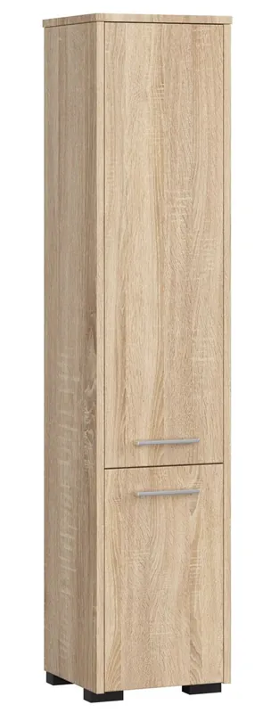 Columna de baño AKORD FIN Roble Sonoma 30 cm 2 puertas frente en color Blanco 5 estantes 30x30x140 cm