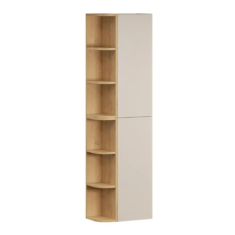 Columna de pared 2 puertas y compartimientos redondeados Azel Cachemira y Madera - Baño