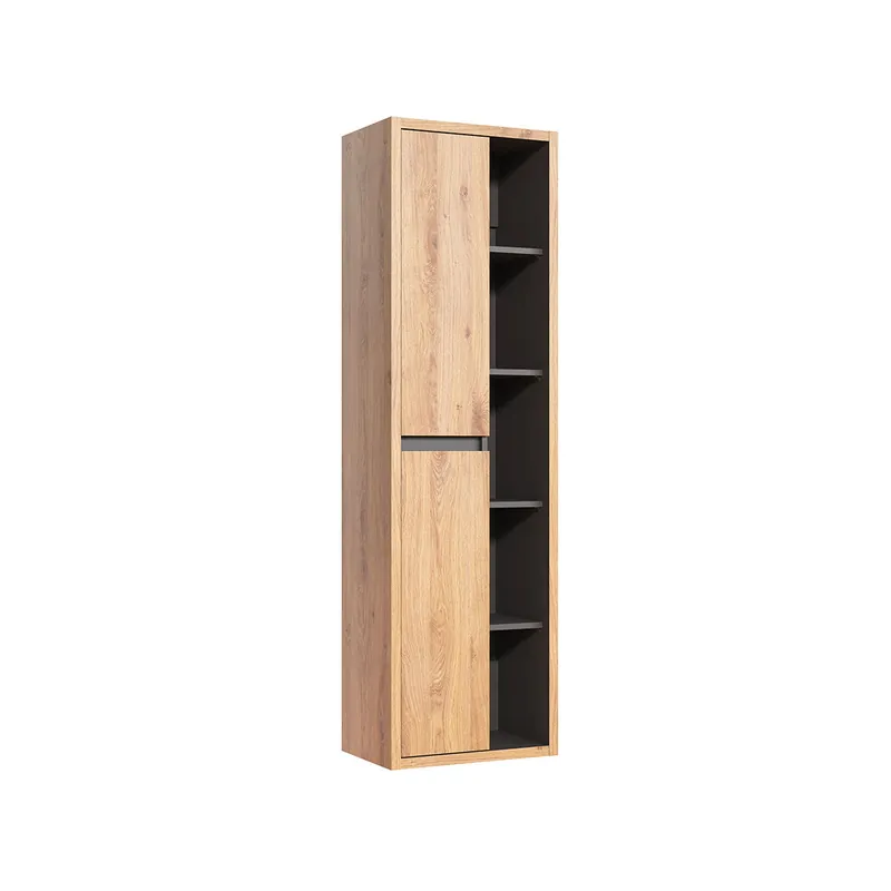 Columna de pared 2 puertas Rigel madera y antracita - Baño
