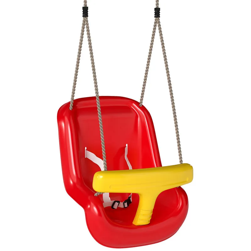 AIYAPLAY Columpio Infantil, Columpio para Niños, Cuerda Ajustable, con Respaldo Alto, Barandilla de Seguridad en T, para Interior, Exterior, Rojo - Jardín