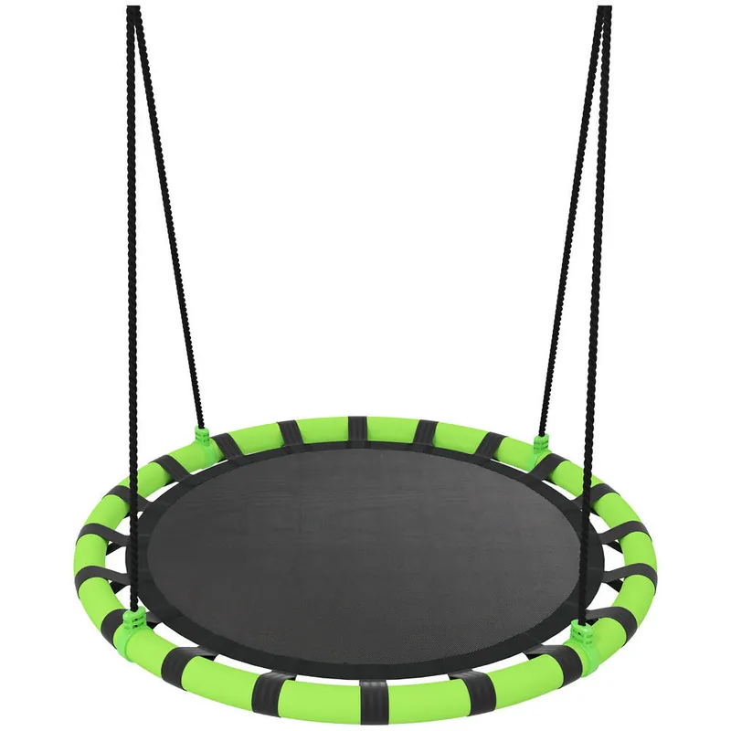 AIYAPLAY Columpio para Niños Redondo Columpio Jardín Exterior Ajustable Columpio Infantil Impermeable Carga 150 kg Ø100x180 cm Negro y Verde