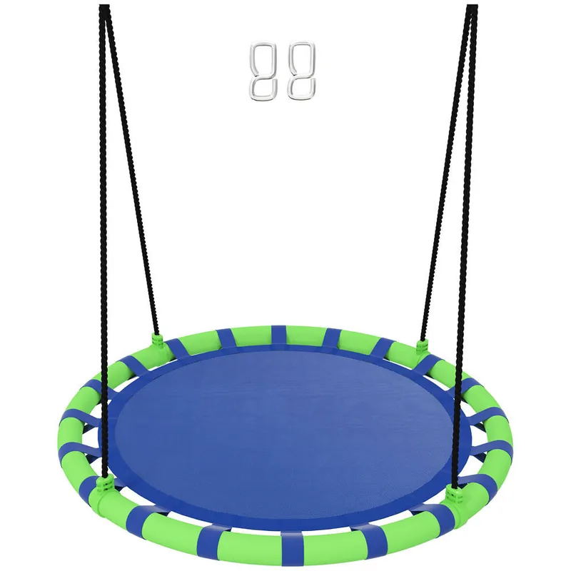 AIYAPLAY Columpio para Niños Redondo Columpio Jardín Exterior Ajustable Columpio Infantil Impermeable Carga 150 kg Ø100x180 cm Azul y Verde