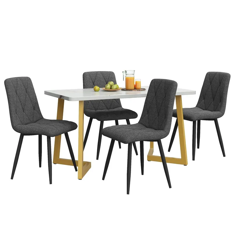 Conjunto comedor 117x68cm - Mesa rectangular moderna con 4 sillas - Gris