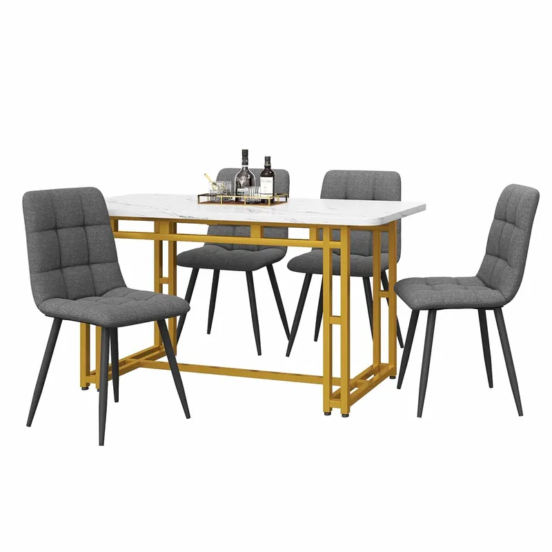 Conjunto comedor 120x70cm - Mesa de comedor moderna con 4 sillas - Gris