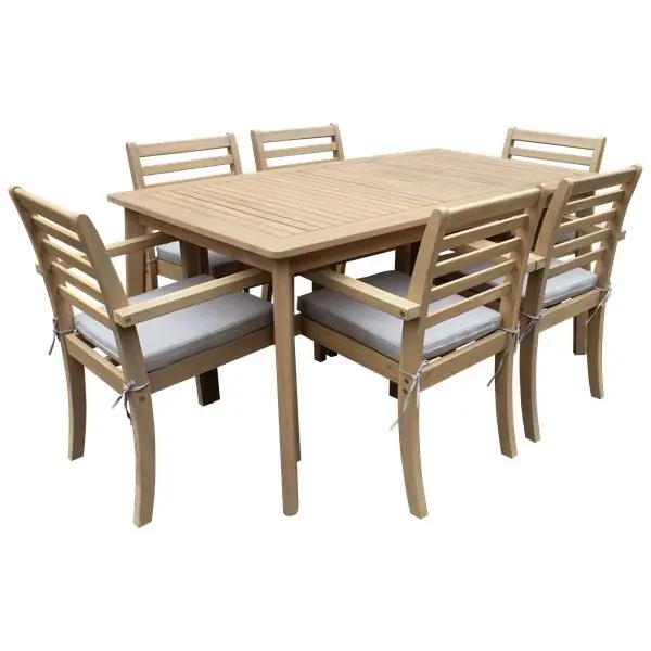 Conjunto de muebles de jardín Acacia SIMILAN 6 plazas - cojines arena