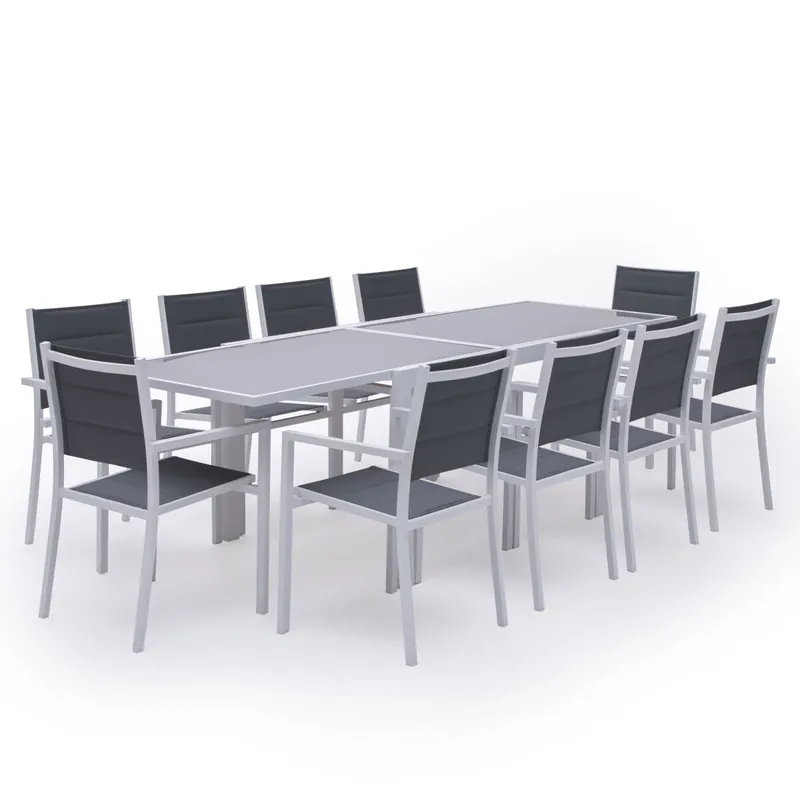 Conjunto de muebles de jardín LAMPEDUSA 10 plazas, textileno y aluminio