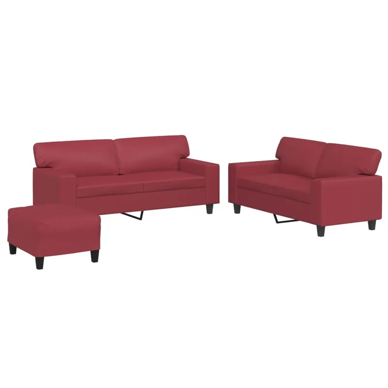 vidaXL Juego de sofás 3 piezas cuero sintético capuchino - Sofás sillones puffs