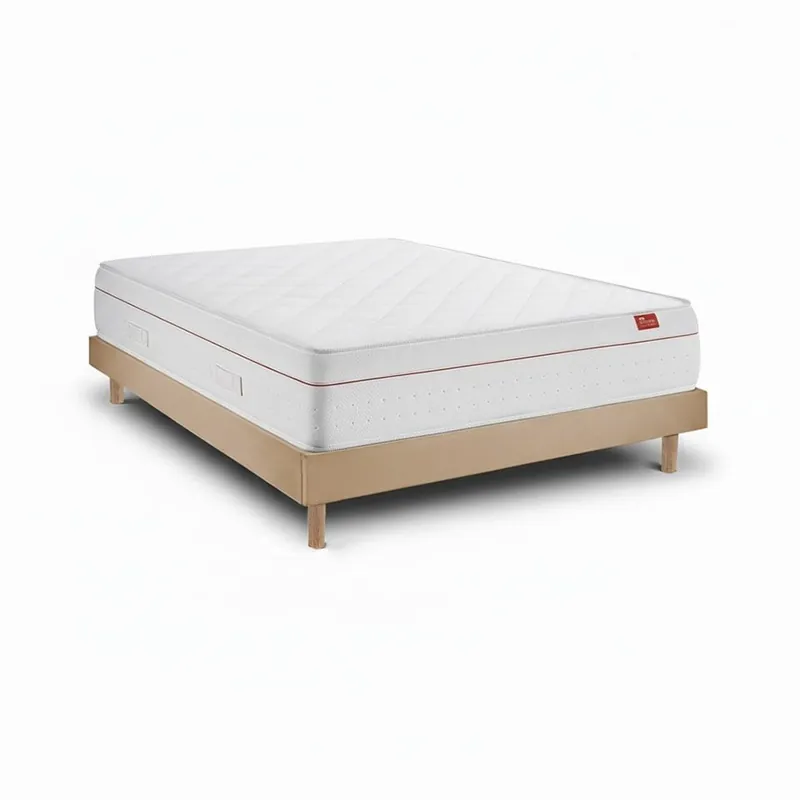 Conjunto Deluxe Ortopédico 200 x 160 cm, colchón muelles ensacados 27 cm, somier de lamas, cama kit Milano Taupe, altura 57 cm. - Descanso