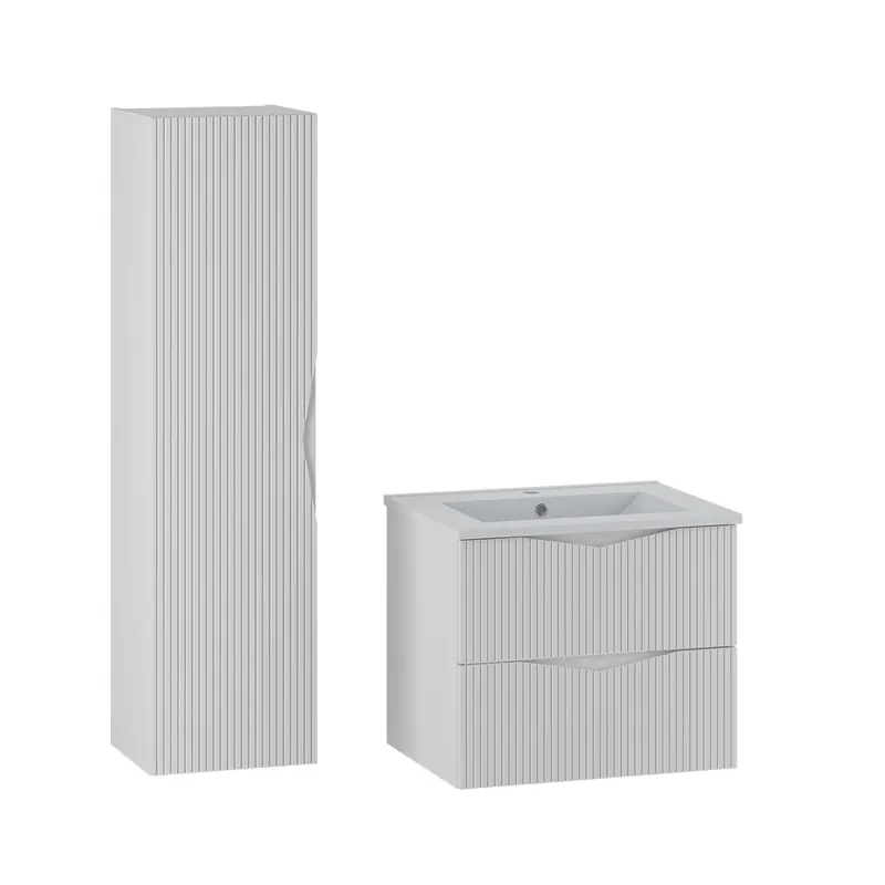 Conjunto mueble lavabo individual encastrado 60cm y columna Tao Cachemira - Baño
